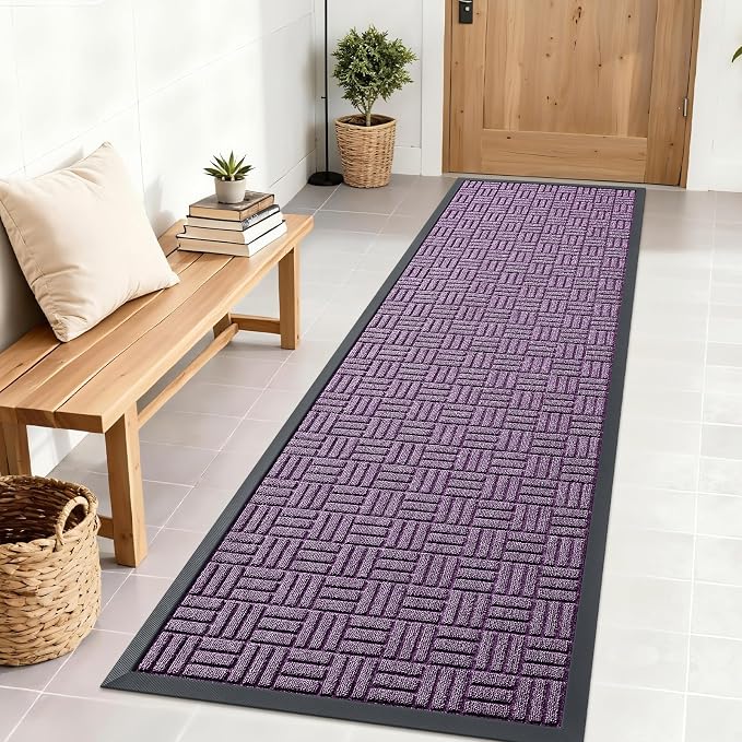 OLANLY Front Door Mat Outside Entrance 71x23, Heavy Duty Sturdy Natural Rubber
