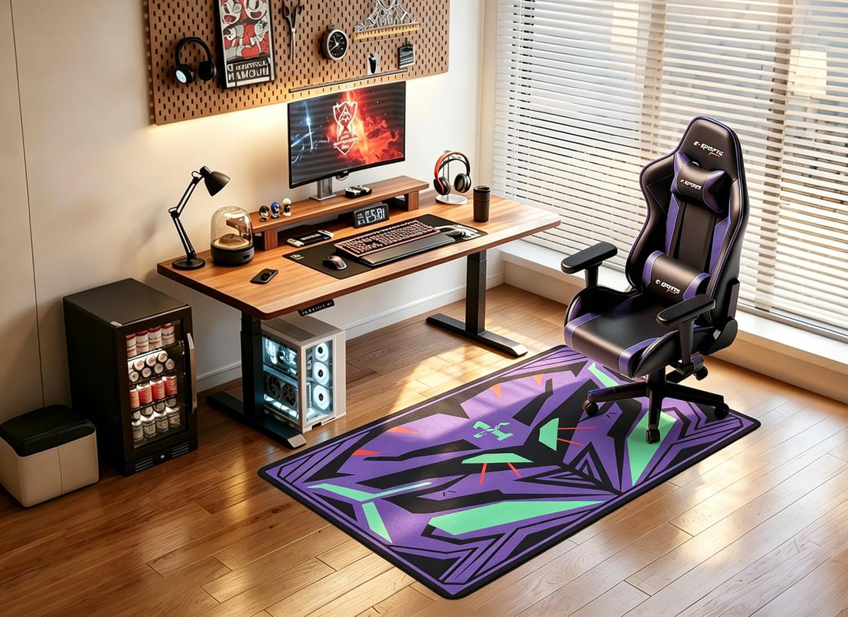 Evangelion EVA-01 Facade Chair Mat, 43x71 Inch Gaming Office Floor Mat