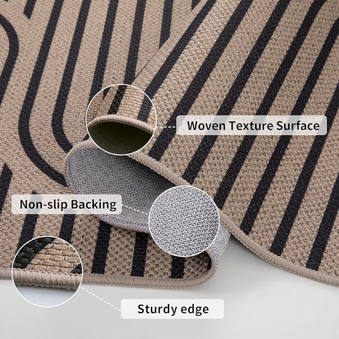 Tangsoo Easy Jute Rug 2x3 Outdoor Rug, Small Washable Non-Slip Rug