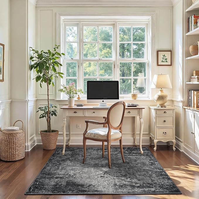 Entryway Rug 3x6 Black Bedroom Area Rug Washable Non Slip Abstract Boho Rugs