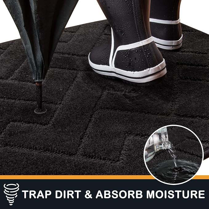 PURRUGS Dirt Trapping Door Mat 34" x 59", Non-Slip Machine Washable Entry Rug
