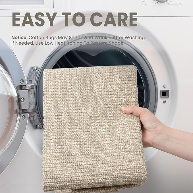 EARTHALL Washable Area Rugs 6x9 Ft Non Slip Living Room Rugs Cotton Rubber