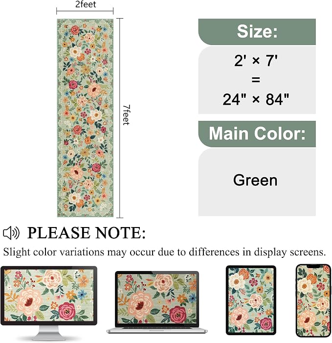 DUKINO Runner Rug, 2x7 Boho Kitchen Rug
