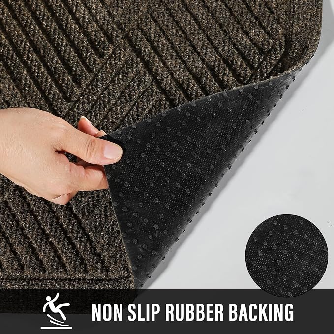 HIYARD Sturdy Front Door Mat, Absorbent Muddy Dirt Resist Welcome Door Mats