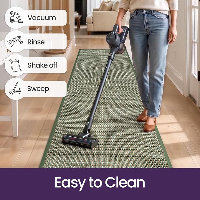 DEX Hallway Runner Rug 2'4''x8, Non Slip Rubber Backing Inside Entryway Carpet
