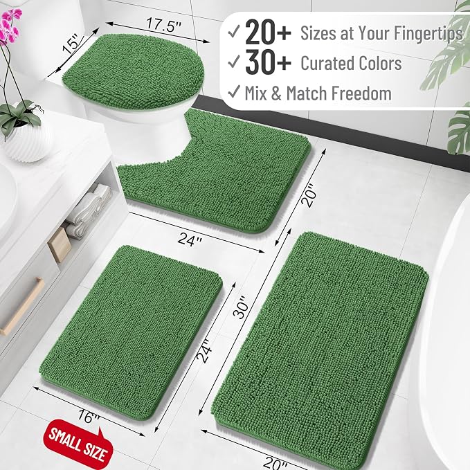 OLANLY Toilet Rugs U-Shaped 20x20, Extra Soft Absorbent Chenille Contour