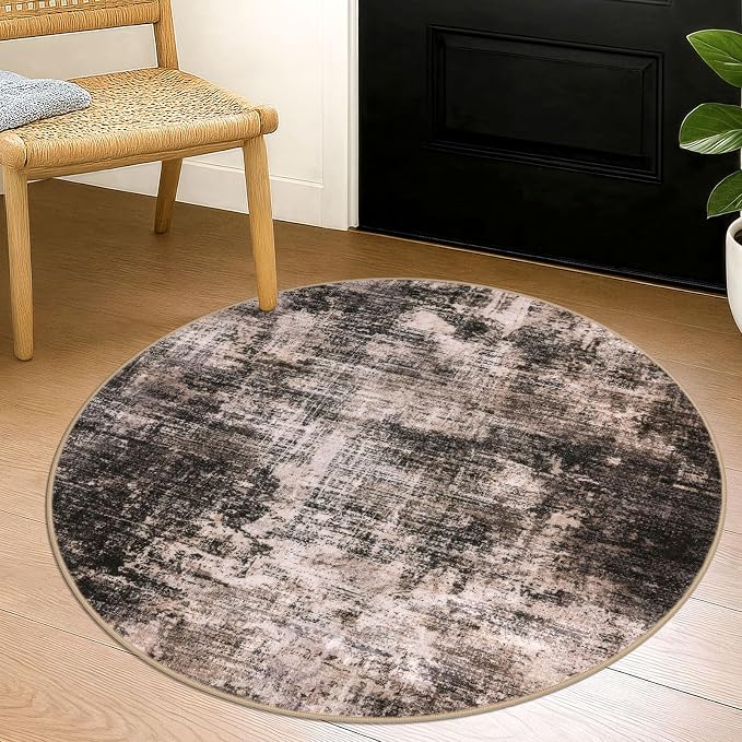 IOHOUZE Round Area Rug 3 Ft Circle Entryway Rugs Round Washable Door Mat Indoor
