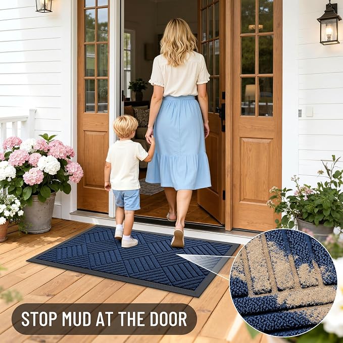 OLANLY Front Door Mat Outside Entrance 29.5x17, Heavy Duty Sturdy Natural