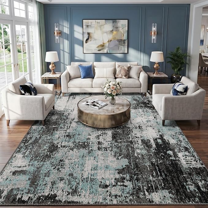 RELEANY Washable Area Rugs 9'x12' Non-Slip Modern Abstract Soft