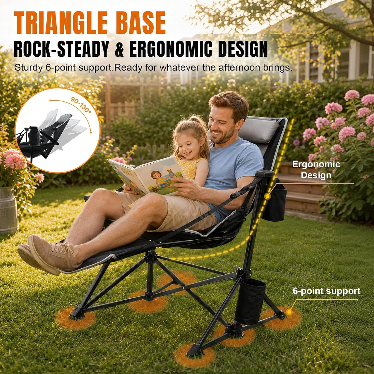 HOPERAN Hammock Camping Chair with Footrest 400lb Swing Chair, Black 2 Pack