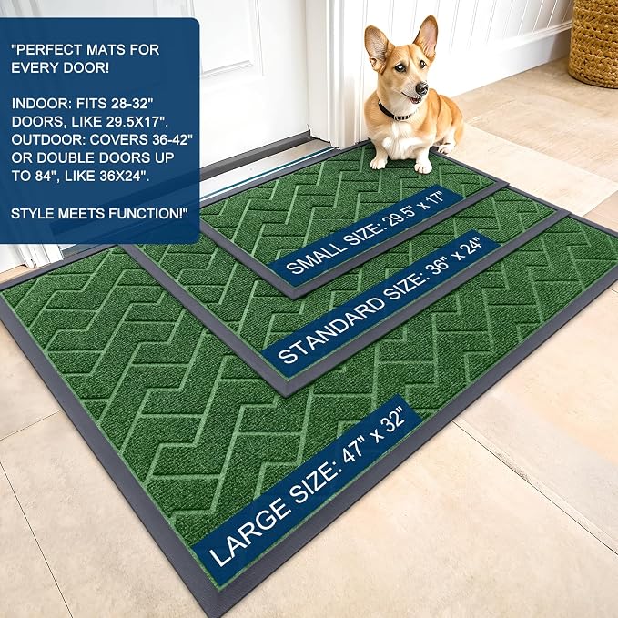 OLANLY Front Door Mat Indoor Outdoor Entrance, Waterproof All-Season,