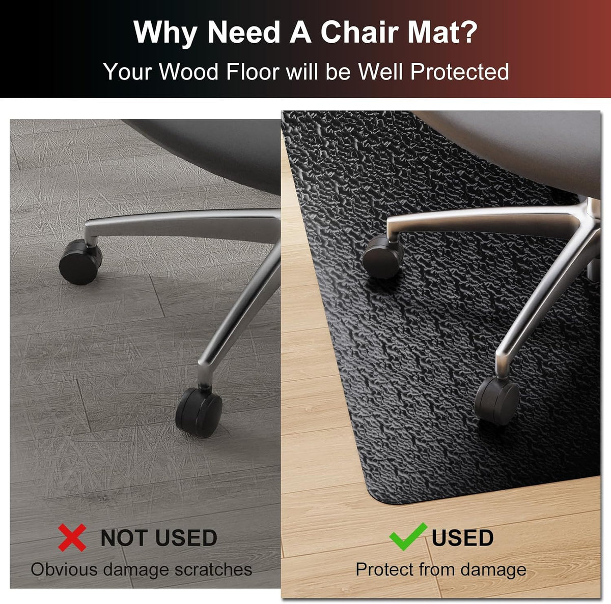 Office Chair Mat for Hardwood Floor, 50"x60" PVC Desk Chair Mat