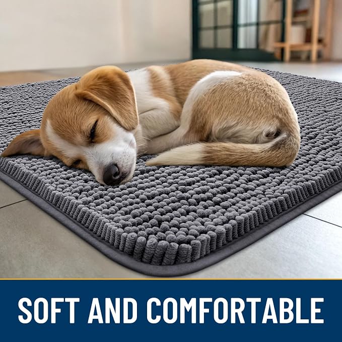 Smiry Dog Door Mat for Muddy Paws 36x24, Absorbent Dirt Trapper, Non-Slip