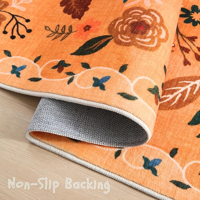 Rugcomf Living Room Rug 6x9 Rug Machine Washable Boho Area Rug Non Slip Floral