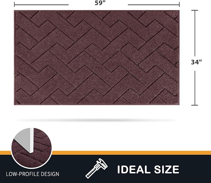 PURRUGS Dirt Trapping Door Mat 34" x 59", Non-Slip Machine Washable Entry Rug