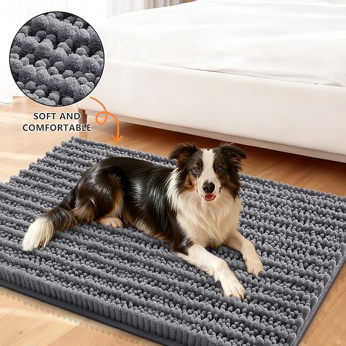 Smiry Dog Door Mat for Muddy Paws 47x17, Absorbent Dirt Trapper, Non-Slip