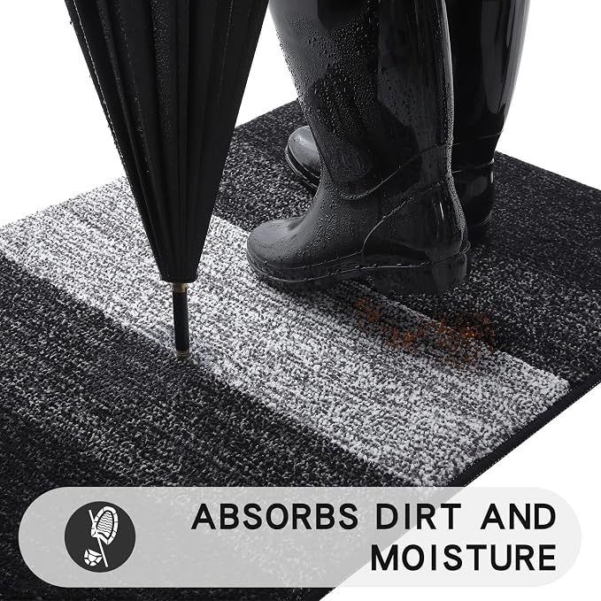 Kitinjoy Indoor Outdoor Door Mat, 70x35 Non-Slip Absorbent Dirt Trapper
