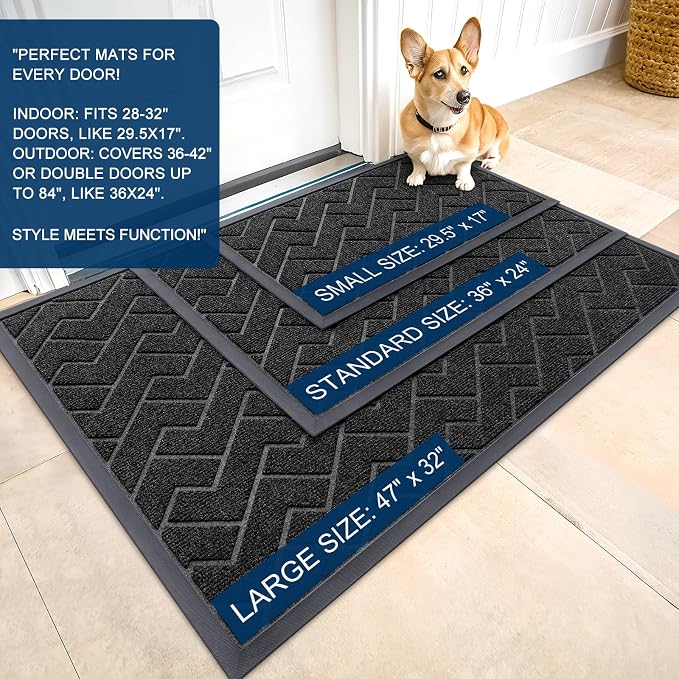 OLANLY Front Door Mat Indoor Outdoor Entrance, Waterproof All-Season,