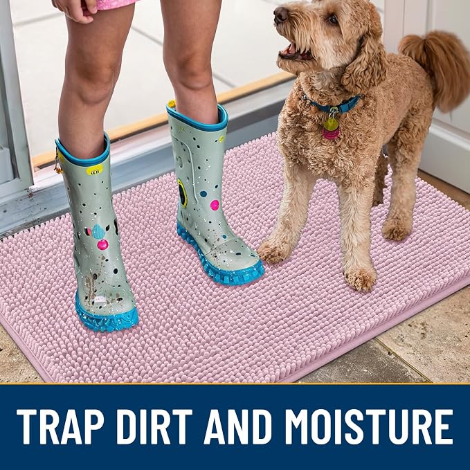 Smiry Dog Door Mat for Muddy Paws 48x30, Absorbent Dirt Trapper, Non-Slip