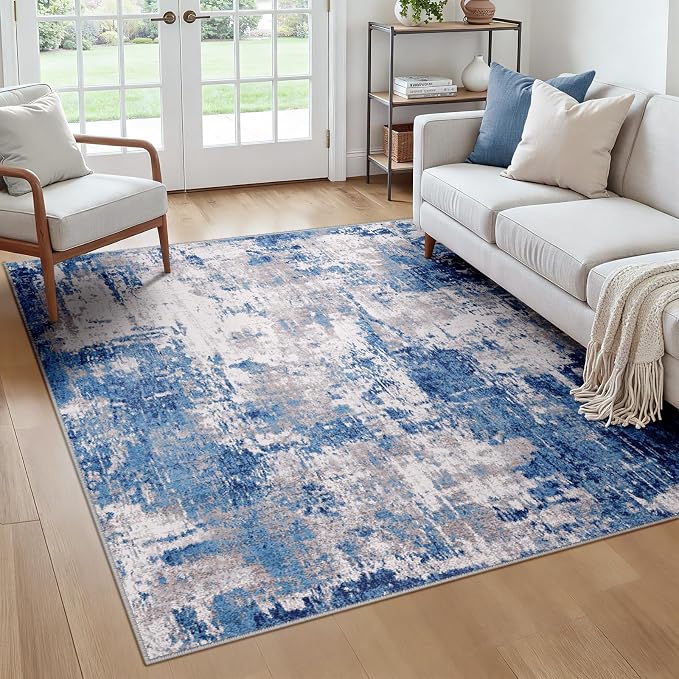 RELEANY Washable Area Rugs Square 6ft Non-Slip Modern Abstract Soft