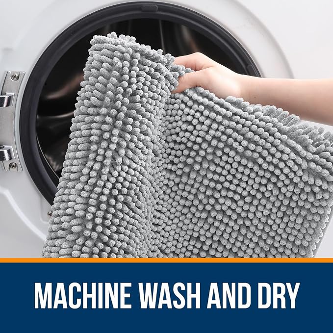 OLANLY Bathroom Rugs 36x24, Extra Soft Absorbent Chenille Bath Rugs, Rubber