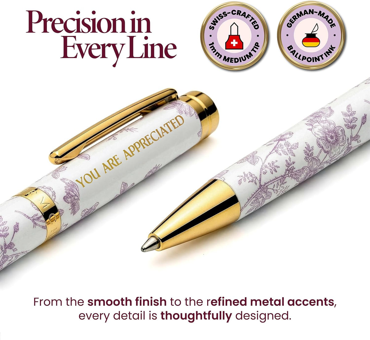 MESMOS High End Luxury Gift for Women, End of Year Teacher Gifts, German-Ink & 1mm Swiss-Tip, Fancy Pens for Women, Appreciation Gifts for Coworkers, Employees & Beautiful Unboxing Experience