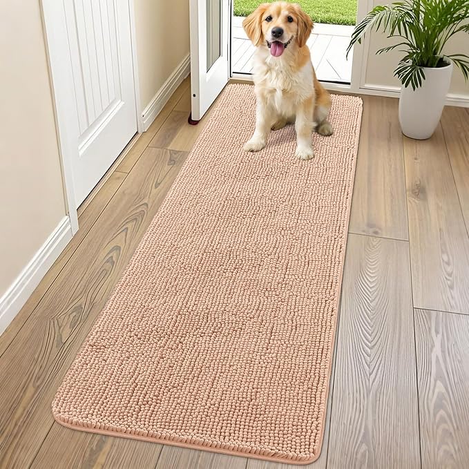 Smiry Dog Door Mat for Muddy Paws 70x24, Absorbent Dirt Trapper, Non-Slip