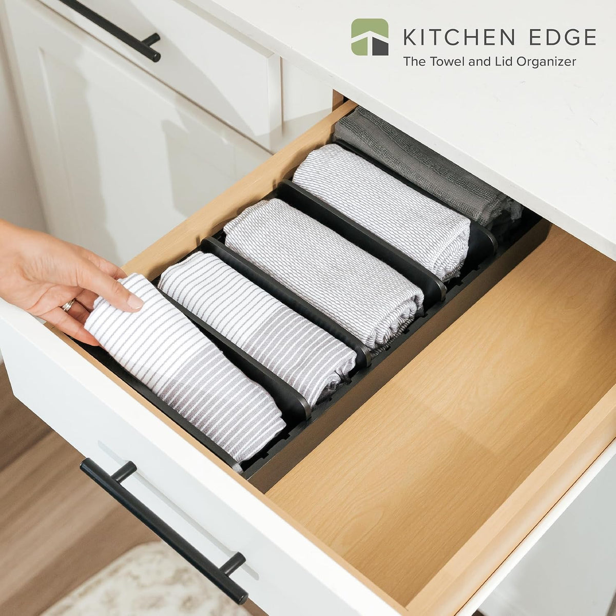 KitchenEdge Kitchen Towel & Storage Organizer, Black