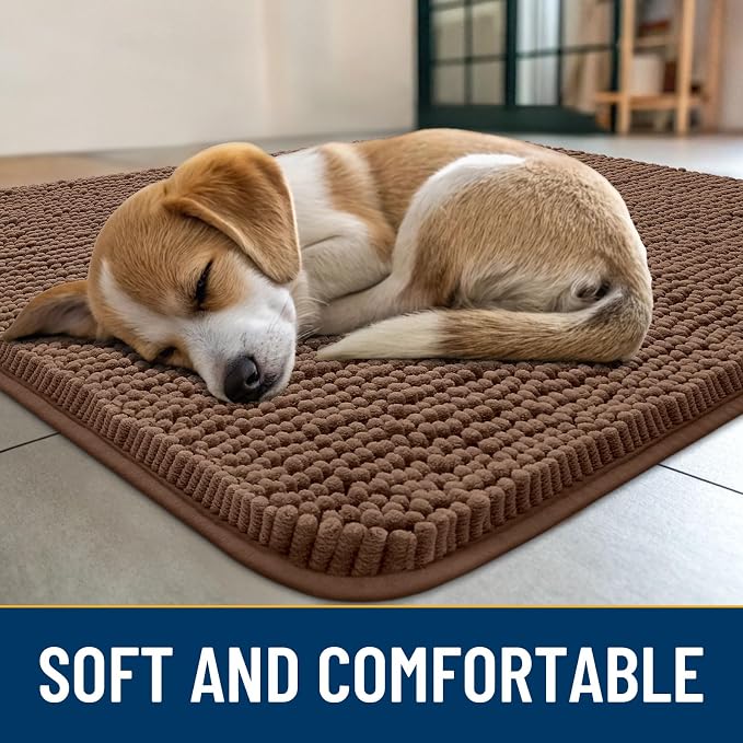 Smiry Dog Door Mat for Muddy Paws 47x24, Absorbent Dirt Trapper, Non-Slip