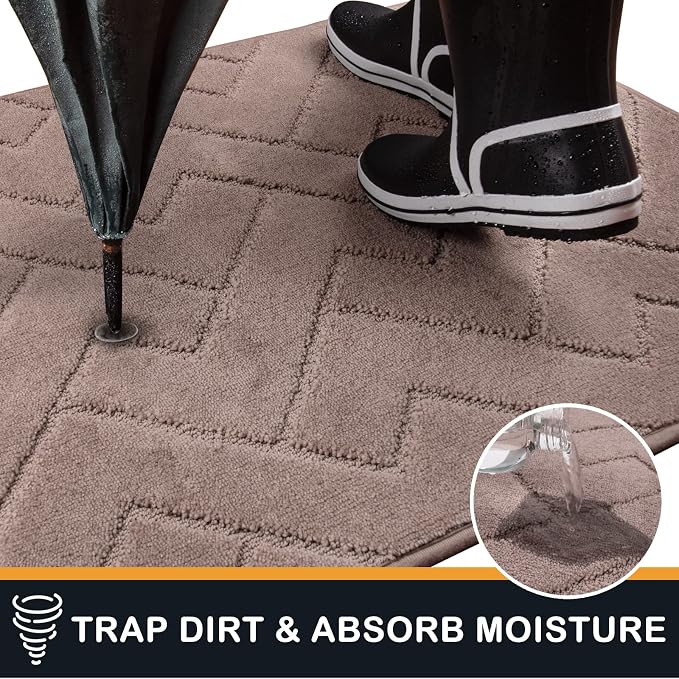 PURRUGS Dirt Trapping Door Mat 24" x 35.5", Non-Slip Machine Washable Entry Rug