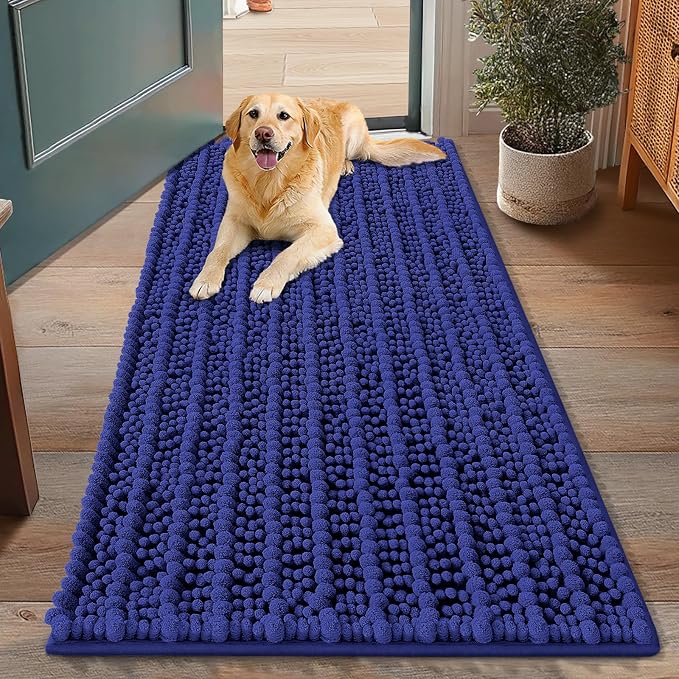 Smiry Dog Door Mat for Muddy Paws 48x30, Absorbent Dirt Trapper, Non-Slip