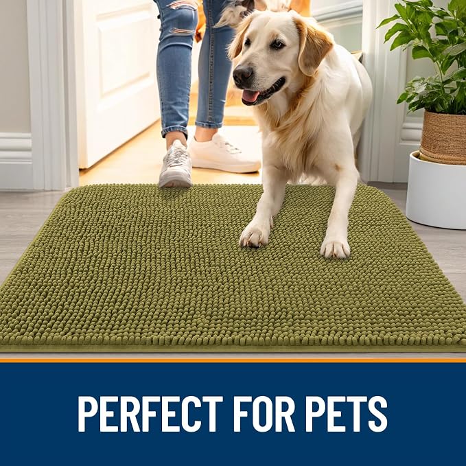OLANLY Dog Door Mat for Muddy Paws 47x32, Absorbs Moisture and Dirt, Absorbent