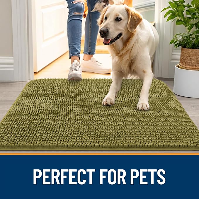 OLANLY Dog Door Mat for Muddy Paws 35x24, Absorbs Moisture and Dirt, Absorbent