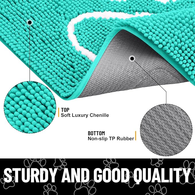 Smiry Dog Door Mat for Muddy Paws, Absorbent Dirt Trapper Non Slip Quick Dry
