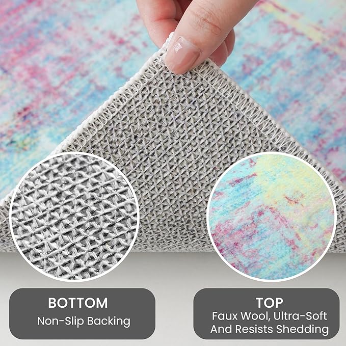 IOHOUZE Round Area Rug 5 Ft Circle Entryway Rugs Round Washable Door Mat Indoor