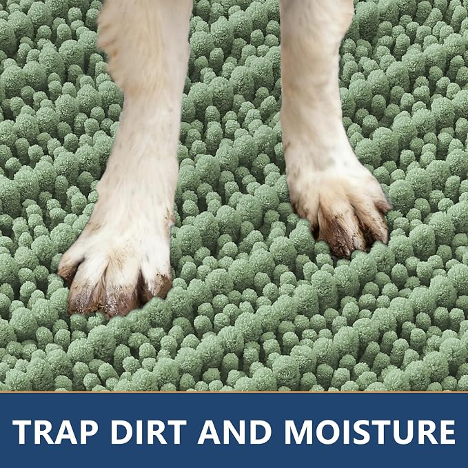 Smiry Dog Door Mat for Muddy Paws 24x16, Absorbent Dirt Trapper, Non-Slip