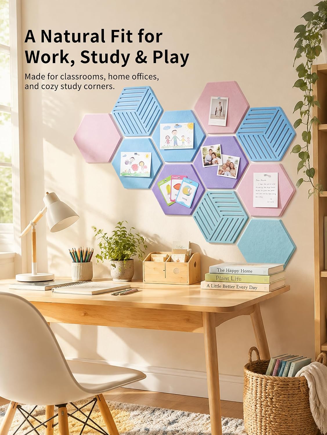 Hexagon Cork Board Tiles for Office Walls Decor 10 Pack 11.81" X 10.24"
