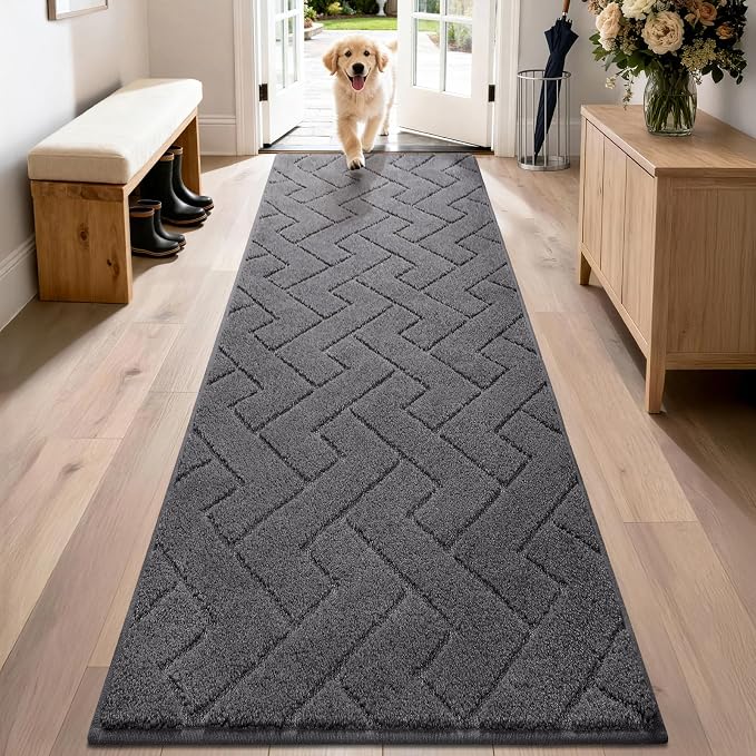 PURRUGS Dirt Trapping Door Mat 24" x 84", Non-Slip Machine Washable Entry Rug