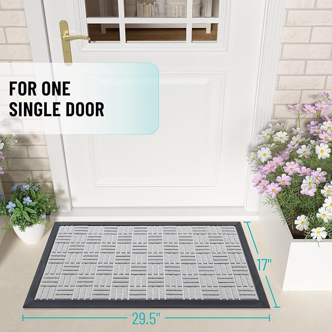 OLANLY Front Door Mat Outside Entrance 29.5x17, Heavy Duty Sturdy Natural