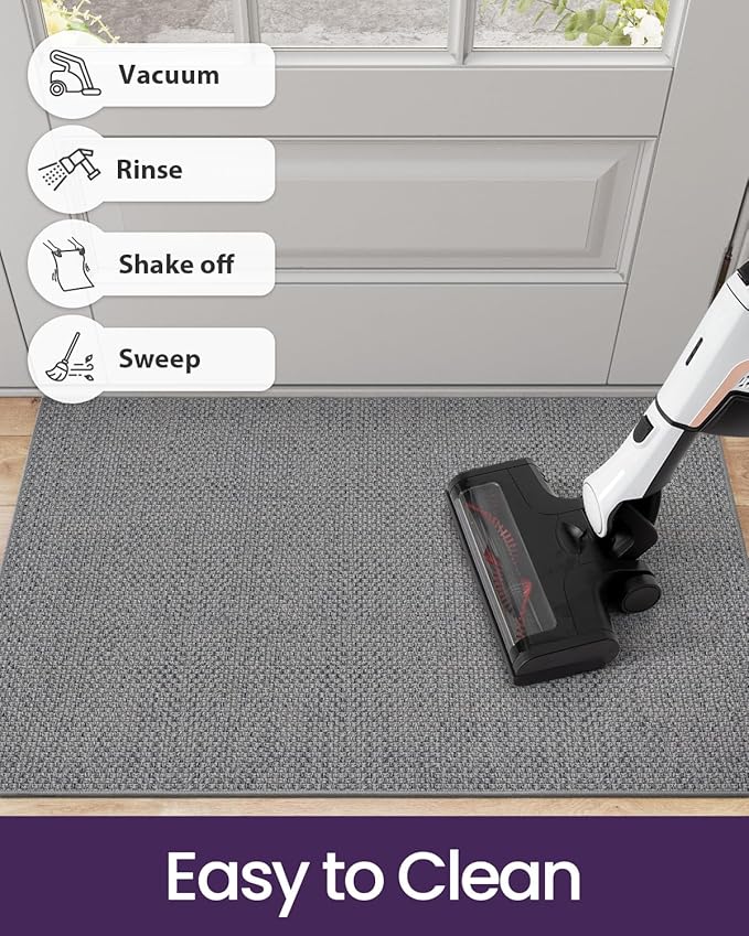 DEXI Ultra Thin Door Mat Indoor Entrance 32x48, Non Slip Rubber Backed Entryway