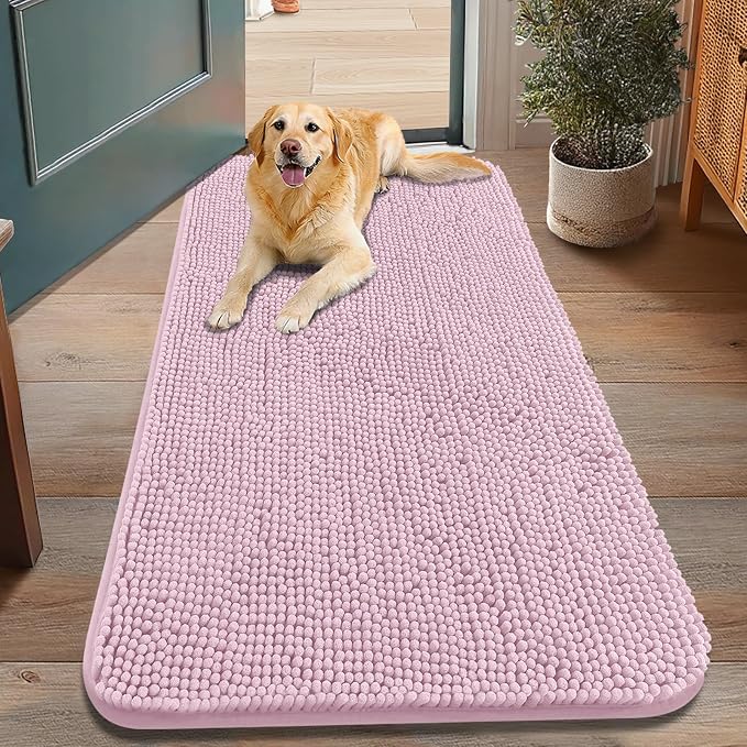 Smiry Dog Door Mat for Muddy Paws 48x30, Absorbent Dirt Trapper, Non-Slip