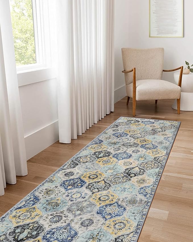 Lahome Moroccan Washable Hallway Runner Rug, Oriental Non-Slip Laundry Room Rug