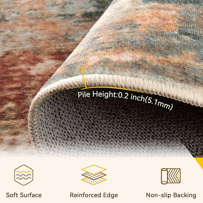 RELEANY Washable Area Rugs 5'x8' Non-Slip Modern Abstract Soft