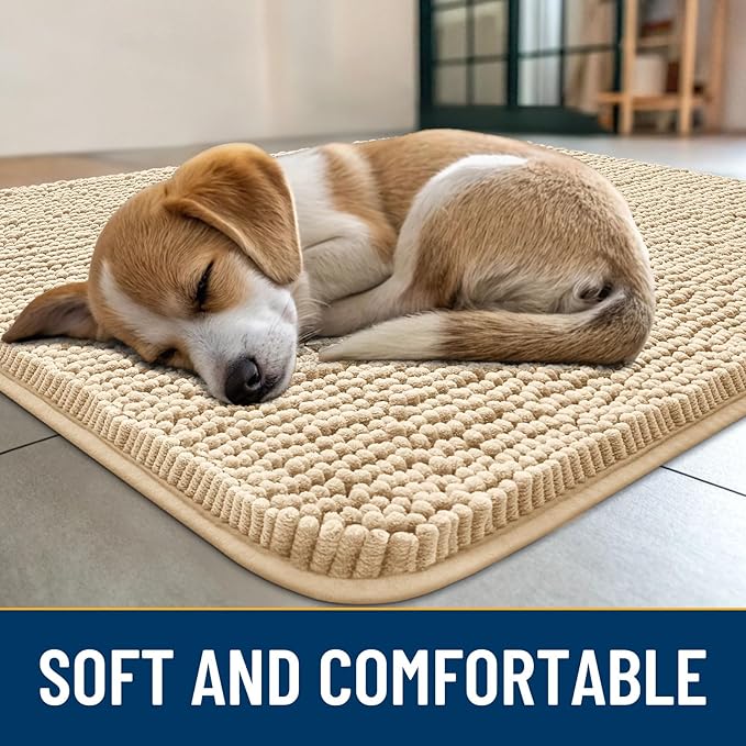Smiry Dog Door Mat for Muddy Paws 70x32, Absorbent Dirt Trapper, Non-Slip