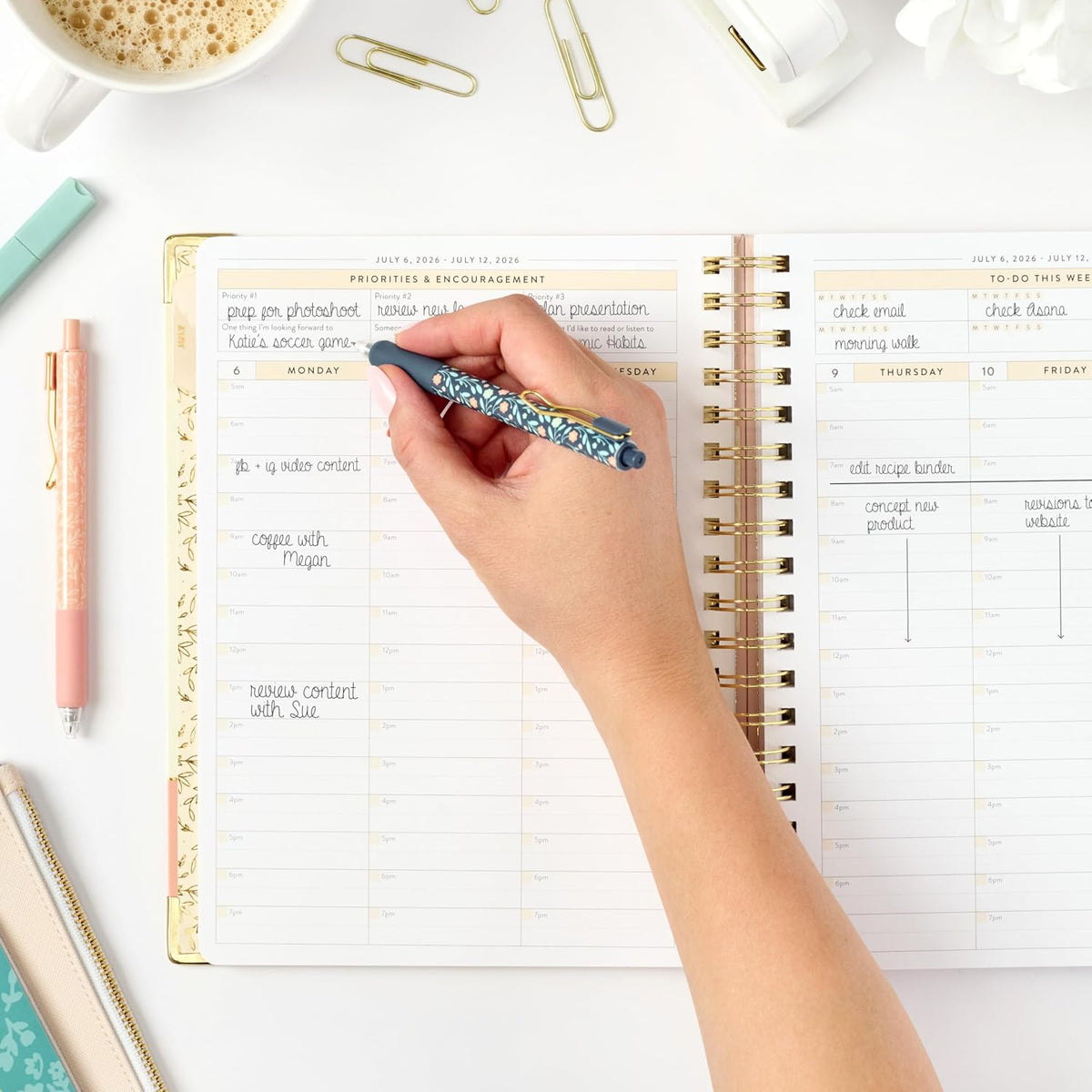 Passionate Penny Pincher Work Planner 2026-2027 | 12-Month Weekly Calendar (Start Monday) | Vertical Weekly Layout | Monthly Review | Budget & Goal Tracker | Customizable Routine & Goals Checklists