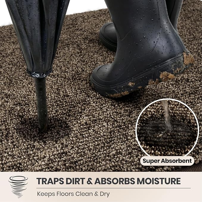 PURRUGS Dirt Trapping Door Mat 20" x 31.5", Non-Slip Machine Washable Entry Rug