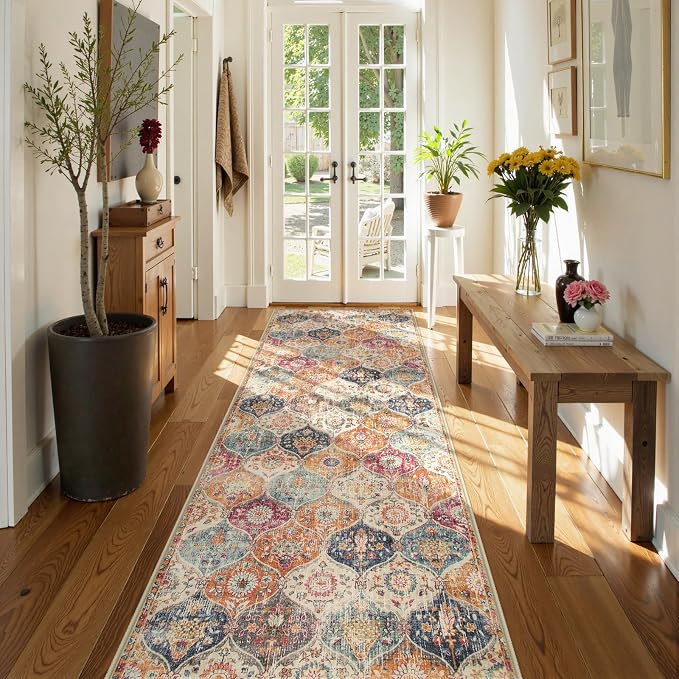 Lahome Moroccan Hallway Runner Rug, Oriental Laundry Room Rug Non-Slip Carpet