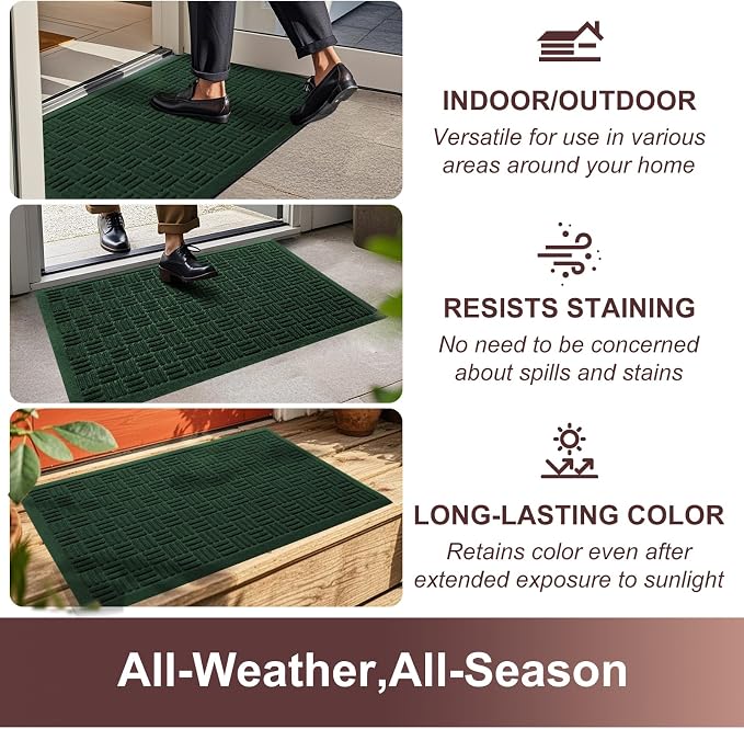 Mibao Front Door Mat Indoor Outdoor Entrance, Dirt Trapping Welcome Mats