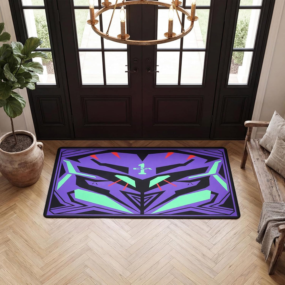 Evangelion EVA-01 Facade Chair Mat, 43x71 Inch Gaming Office Floor Mat