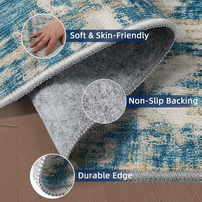 2x5 Washable Runner Rugs，Modern Abstract Rug Runner, Ultra-Thin Kitchen Runner